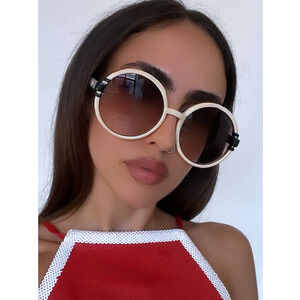 NEW Gucci GG1067S Ivory White Round Sunglasses